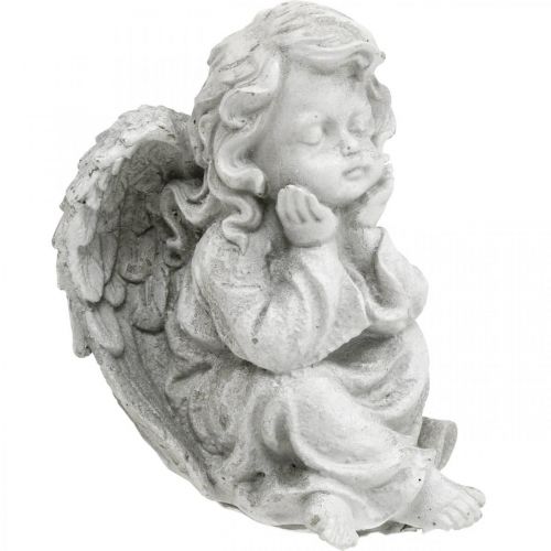 Floristik24 Engelenfiguur kleine grafdecoratie tuinfiguur grijs H9cm 3 st