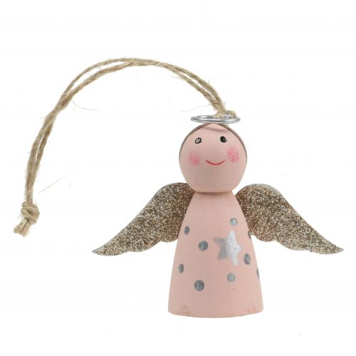 Engel om op te hangen roze 6cm 6 st