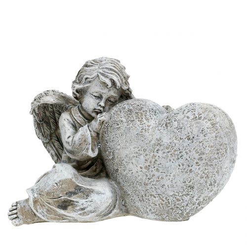 Floristik24 Engel met hart grijs 11,5 cm × 9 cm × 6,5 cm 2 stuks