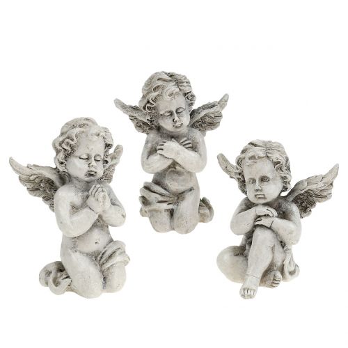Floristik24 Engelenfiguren grijs 9cm 3 st
