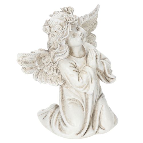 Engelenbeeldje in gebed, grafdecoratie, zittend, 13 cm, 2 stuks