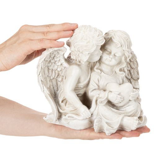 Engeldecoratie voor kinderen: Engelenpaar met hartsculptuur, 24 cm. | Floristik24.nl