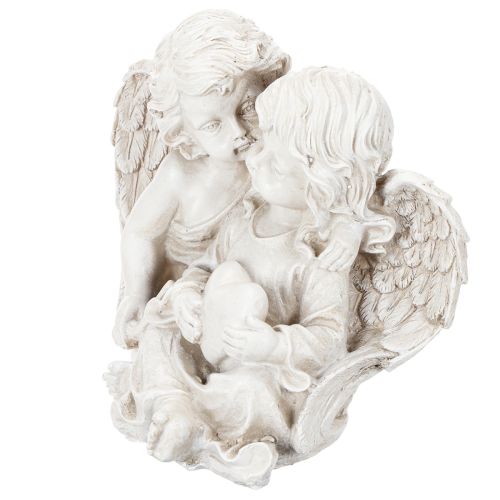 Engeldecoratie voor kinderen: Engelenpaar met hartsculptuur, 24 cm. | Floristik24.nl
