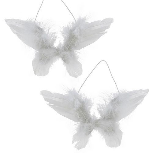 Floristik24 Engelenvleugels om op te hangen wit 16cm 4st