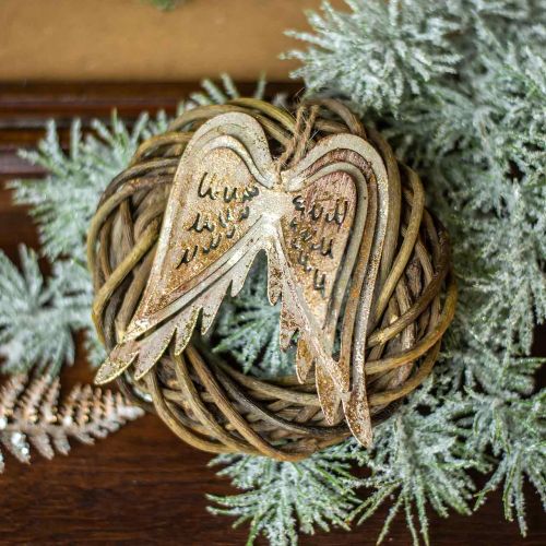 Floristik24 Engelenvleugels, metalen decoratie om op te hangen, kerstboomversieringen gouden, antieke look H11.5cm B11cm 3st