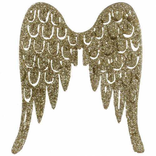 Floristik24 Kandelaar engelenvleugels glitter goud 11cm x 9cm 6st