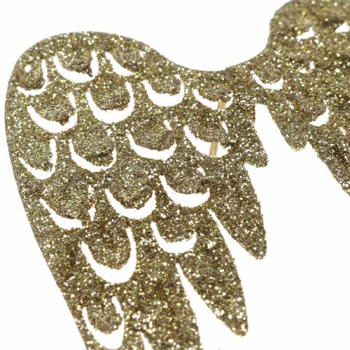 Floristik24 Kandelaar engelenvleugels glitter goud 11cm x 9cm 6st