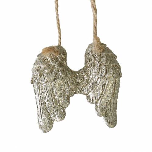 Floristik24 Engelenvleugels om op te hangen in goud glitter 5 cm × 5,2 cm 12st