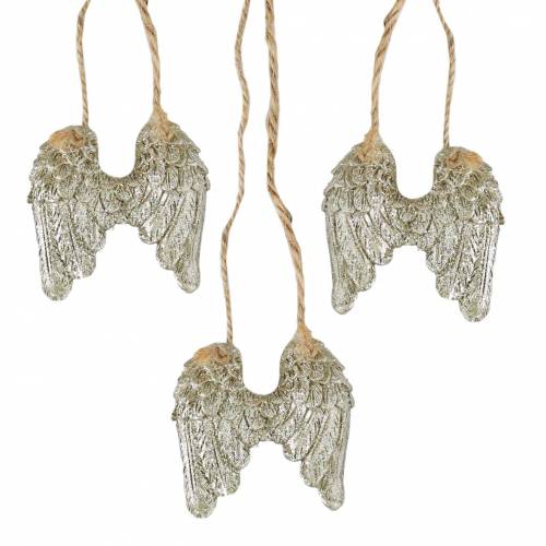 Floristik24 Engelenvleugels om op te hangen in goud glitter 5 cm × 5,2 cm 12st