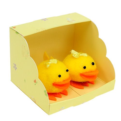 Floristik24 Eend geel gevlokt 5cm decoratieset