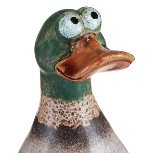 Floristik24 Eenden decoratieve keramiek bruin groene mannetjeseend zittend H17,5cm 2 st