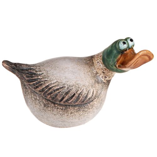 Floristik24 Eenden decoratieve keramiek veer drake bruin groen L15cm 2 st