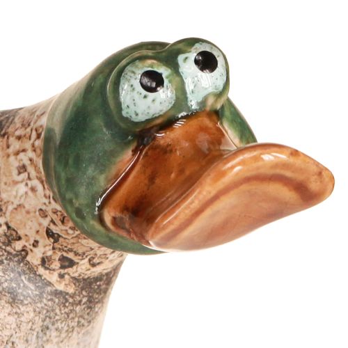 Floristik24 Eenden decoratieve keramiek veer drake bruin groen L15cm 2 st