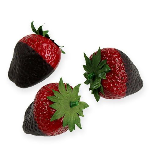 Floristik24 Decoratieve aardbeien met chocolade 4,5 cm 5st
