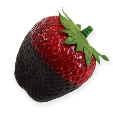 Floristik24 Decoratieve aardbeien met chocolade 4,5 cm 5st