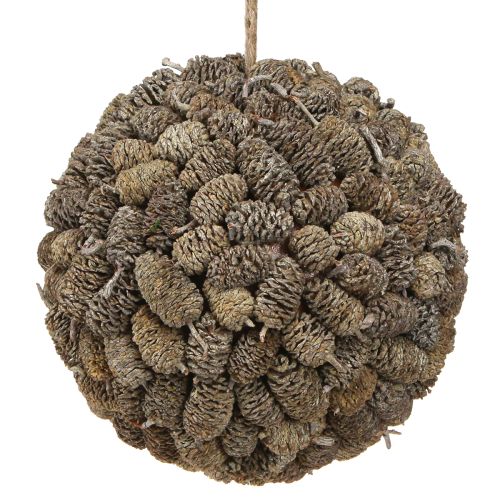 Elzenkegel decoratieve bol om op te hangen, wit gekalkt, 20 cm