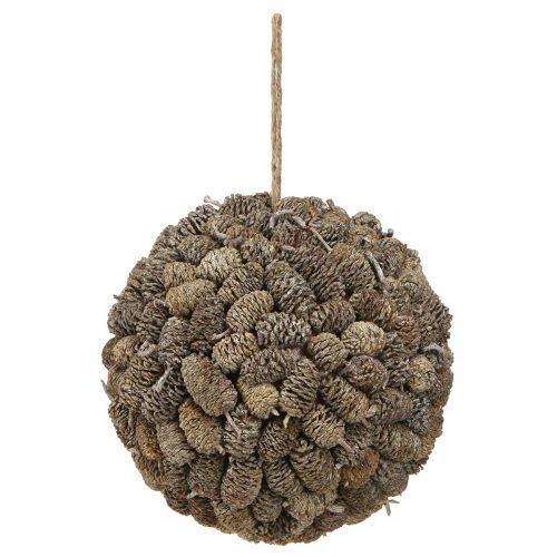Artikel Elzenkegel decoratieve bol om op te hangen, wit gekalkt, 20 cm