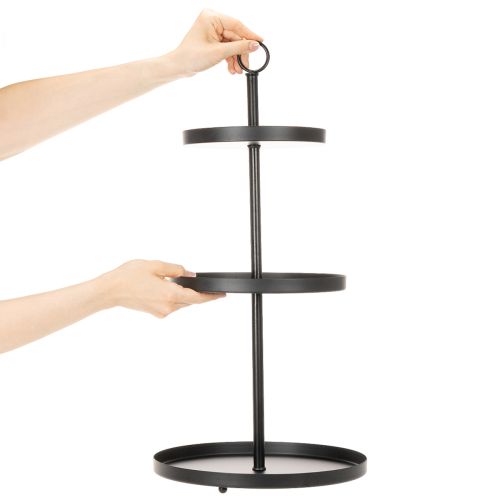 Ronde metalen serveerstandaard met drie etages voor tafeldecoratie met meerdere lagen, 61 cm | Floristik24.nl