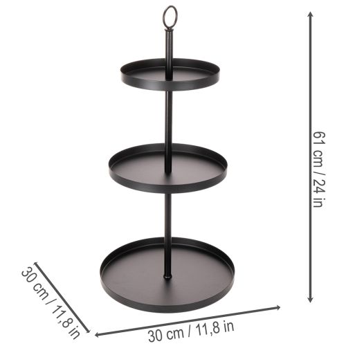 Ronde metalen serveerstandaard met drie etages voor tafeldecoratie met meerdere lagen, 61 cm | Floristik24.nl