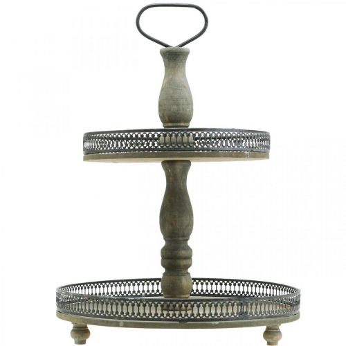 Floristik24 Deco Taartschaal Hout Planten Taartschaal Vintage H47cm Ø34cm