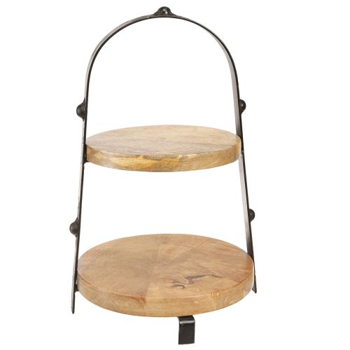 Artikel Taartplateau hout metaal naturel zwart 2-laags Ø25,5cm H38cm
