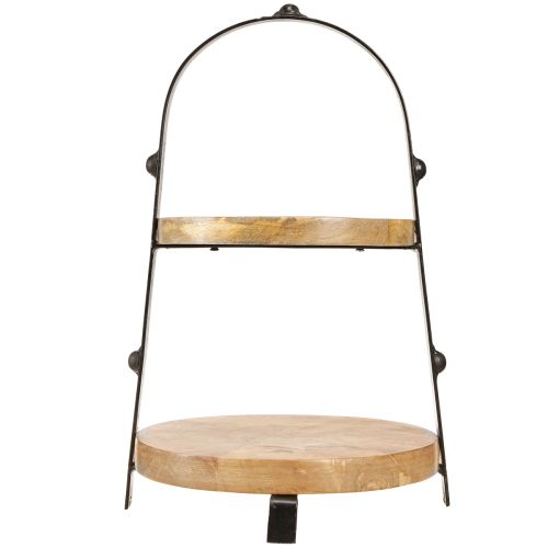 Artikel Taartplateau hout metaal naturel zwart 2-laags Ø25,5cm H38cm