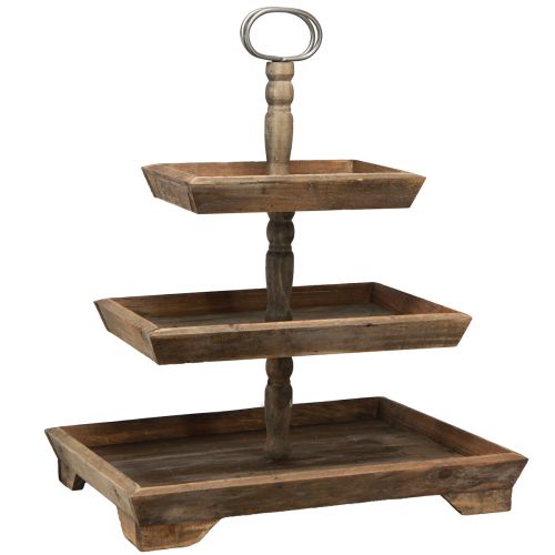 Floristik24 Vintage 3-laags houten taartplateau vierkant bruin 50x40x64cm