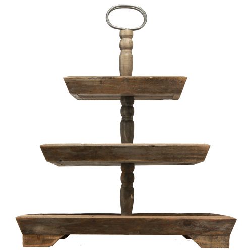 Floristik24 Vintage 3-laags houten taartplateau vierkant bruin 50x40x64cm