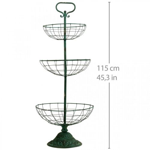 Floristik24 Taartplateau Metaal XXL, Taartplateau Vintage Groen H115cm Ø35/30/25.5cm