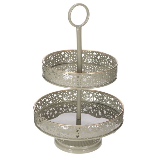 Decoratieve etagère met handvat, stermotief, twee lagen, 49 cm