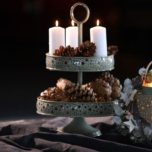 Decoratieve etagère met handvat, stermotief, twee lagen, 49 cm | Floristik24.nl