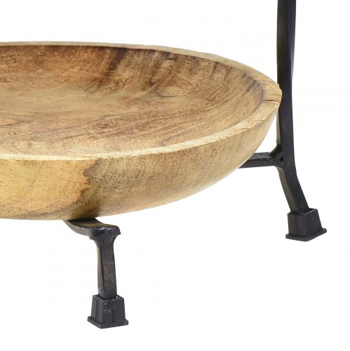 Floristik24 Taartplateau 2-laags Hout Naturel Metaal Zwart Ø19cm H40cm