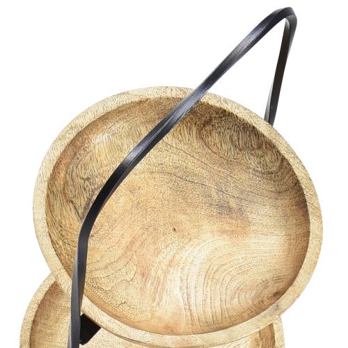 Floristik24 Taartplateau 2-laags Hout Naturel Metaal Zwart Ø19cm H40cm