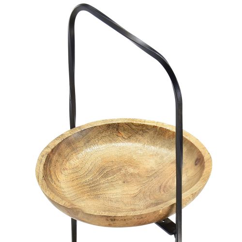 Floristik24 Gelaagd Hout Natuurlijk Metaal Zwart 3 Niveaus Ø19cm H60cm