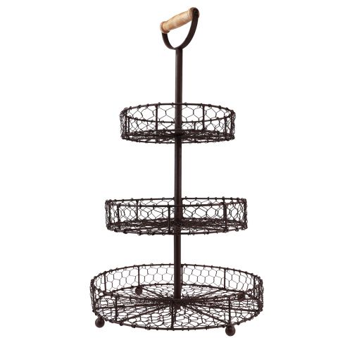 Floristik24 Vintage etagère metaal bruin 3 lagen Ø28,5cm H53cm