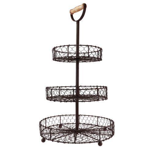 Floristik24 Metalen etagere 3 lagen Ø28,5cm H53cm bruin vintage