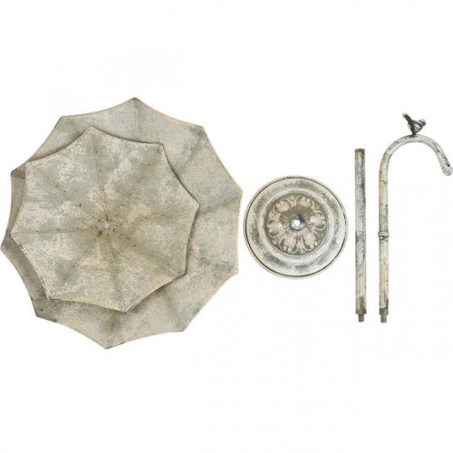 Floristik24 Taartstandaard Metaal Vintage Look Shabby Grijze Kap met Vogel H60cm