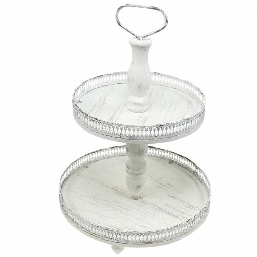 Floristik24 Taartstandaard Wit Antiek H48cm