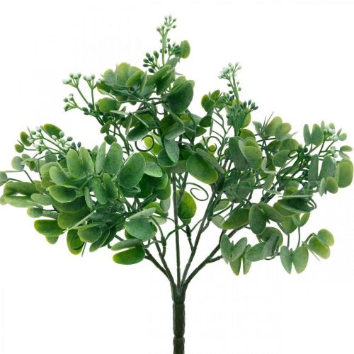 Floristik24 Bruiloft Decoratie Kunstmatige Eucalyptus Takken met Bloesems Decoratie Boeket Groen, Wit 26cm