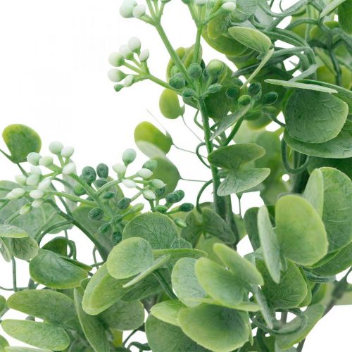 Floristik24 Bruiloft Decoratie Kunstmatige Eucalyptus Takken met Bloesems Decoratie Boeket Groen, Wit 26cm