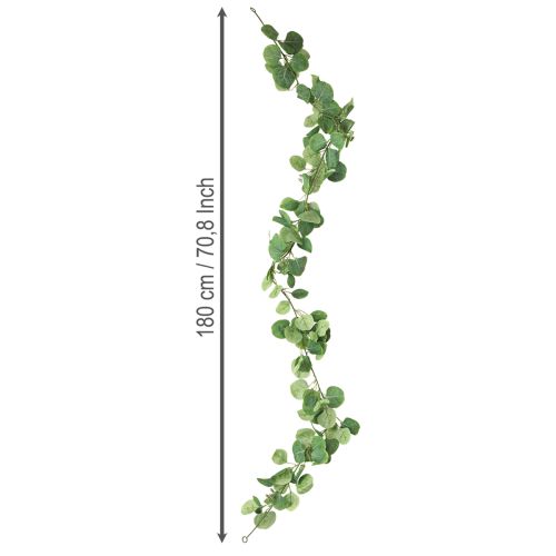 Artikel Kunstmatige eucalyptusgroene bladerenkrans met 2 ringen 160 cm