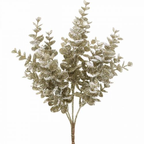 Floristik24 Eucalyptus tak kunst goud besneeuwde Eucalyptus kerstdecoratie 36cm