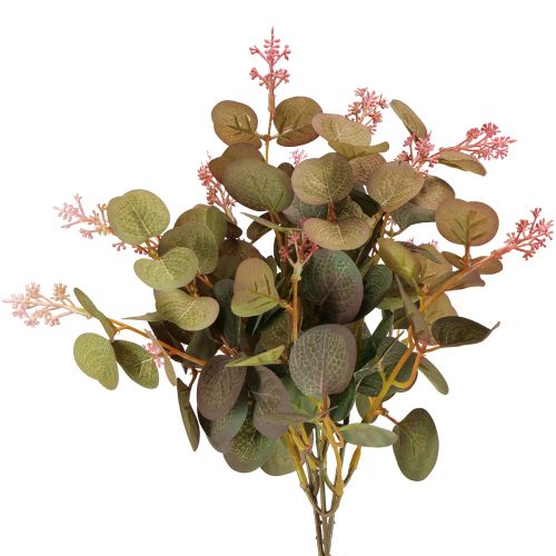 Kunstmatige eucalyptustakken met roze bloemen, 45 cm, 3 stuks