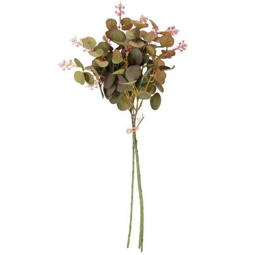 Artikel Kunstmatige eucalyptustakken met roze bloemen, 45 cm, 3 stuks