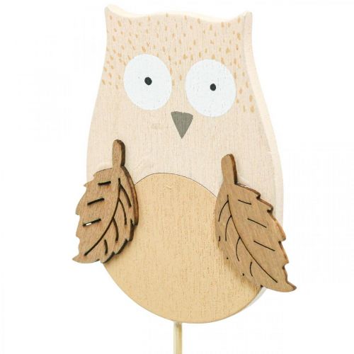 Artikel Bloemsteker deco uil hout paars, bruin 8cm 12st