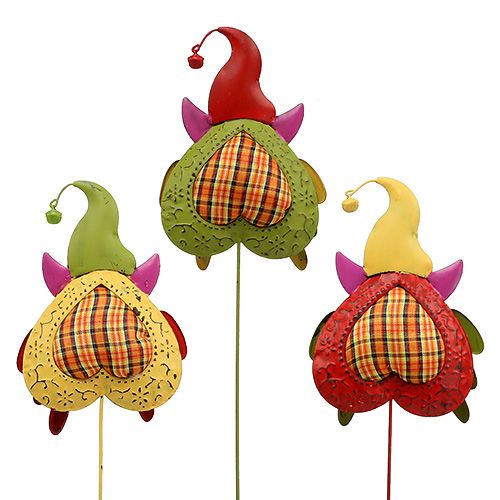 Floristik24 Uil als bloemplug kleurrijk 16cm L48cm 3st