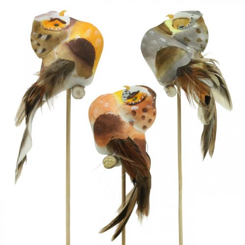 Artikel Sierplug uil, bloemendecoratie, uil met veren H5.5cm 6st