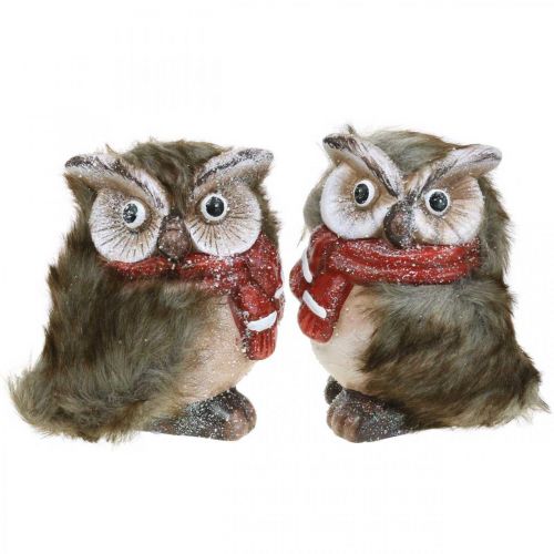 Floristik24 Decoratieve Uil Keramiek met Sjaal Decoratieve Figuren Winter H15cm 2 st