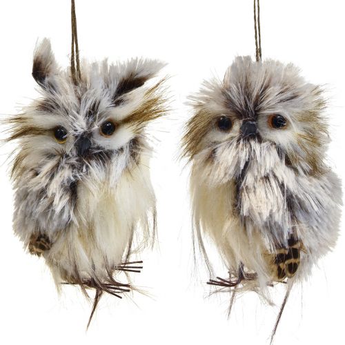 Floristik24 Uildecoratie uilfiguren klein, bosdieren decoratie 11cm witbruin 2st