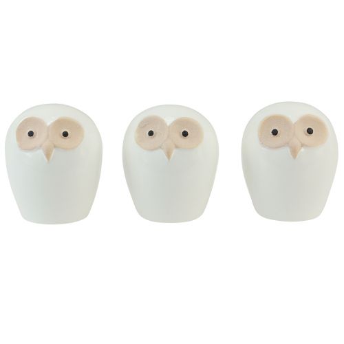 Artikel Uil decoratiefiguren keramiek bosdier decoratie wit 11,5cm 3st